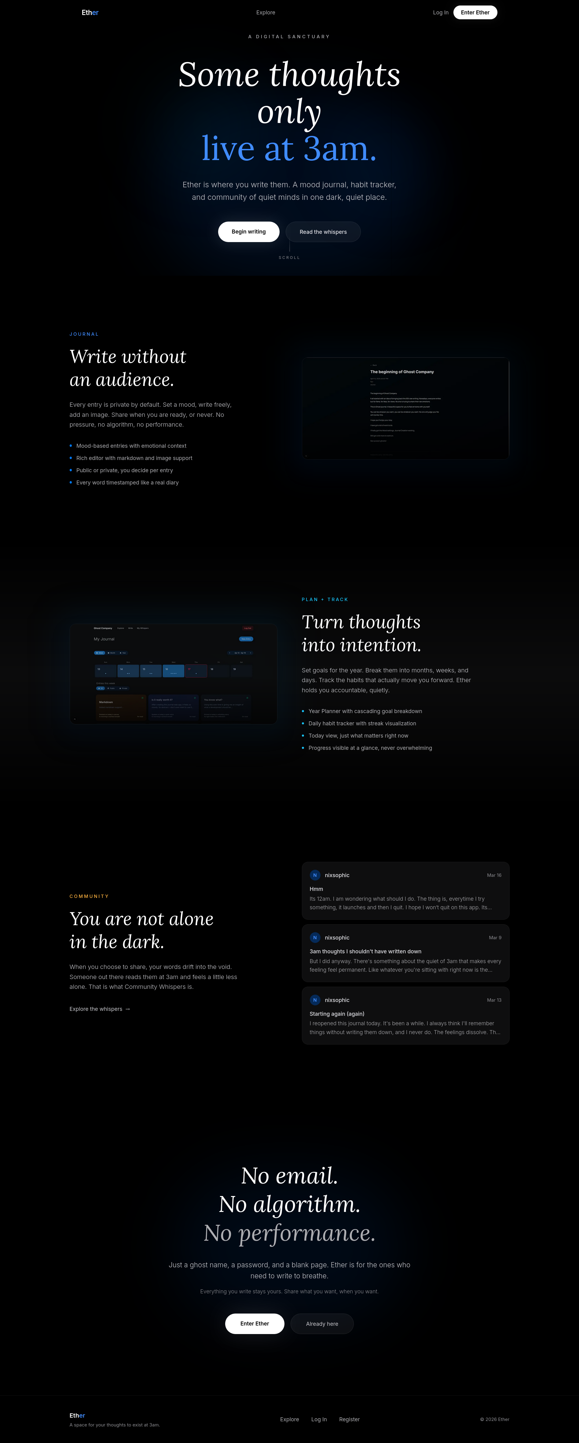 Ether full landing page design