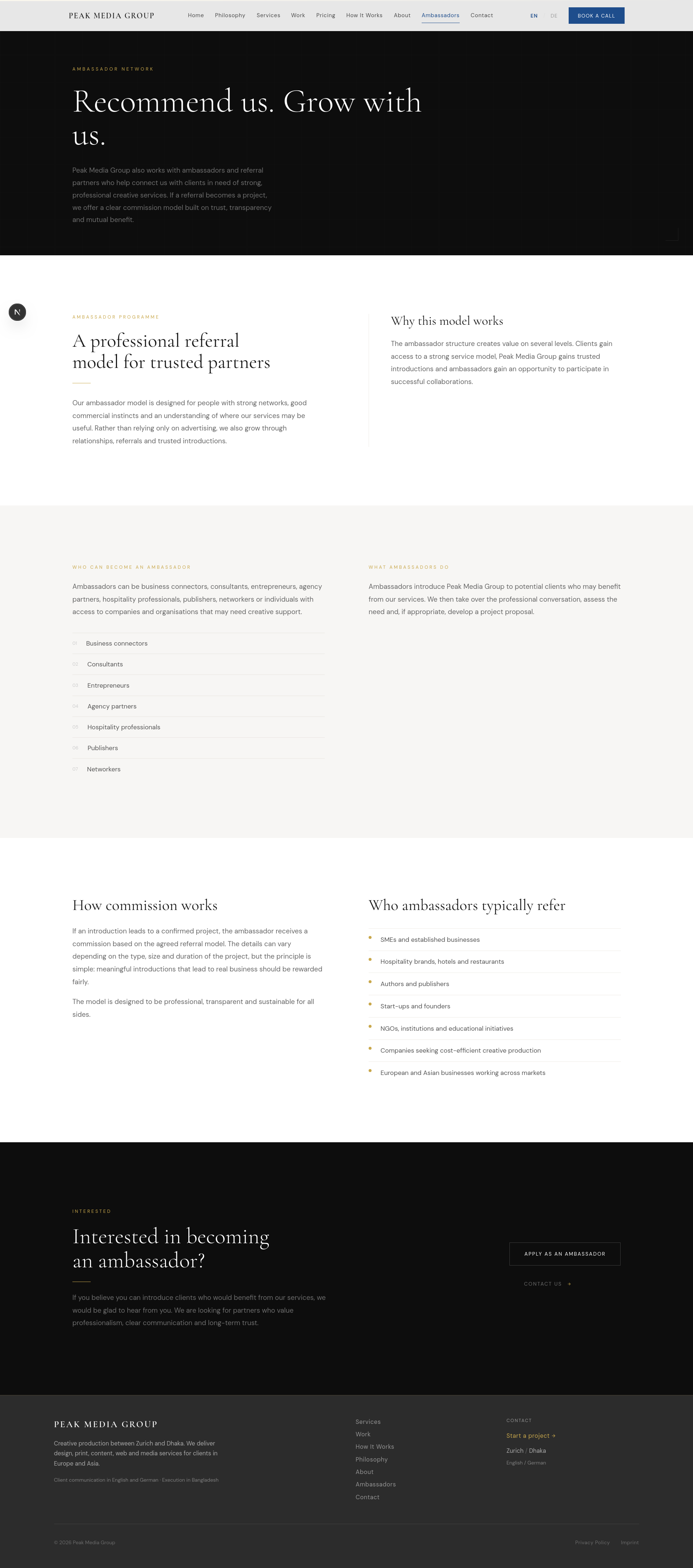 PeakMedia Group ambassadors page