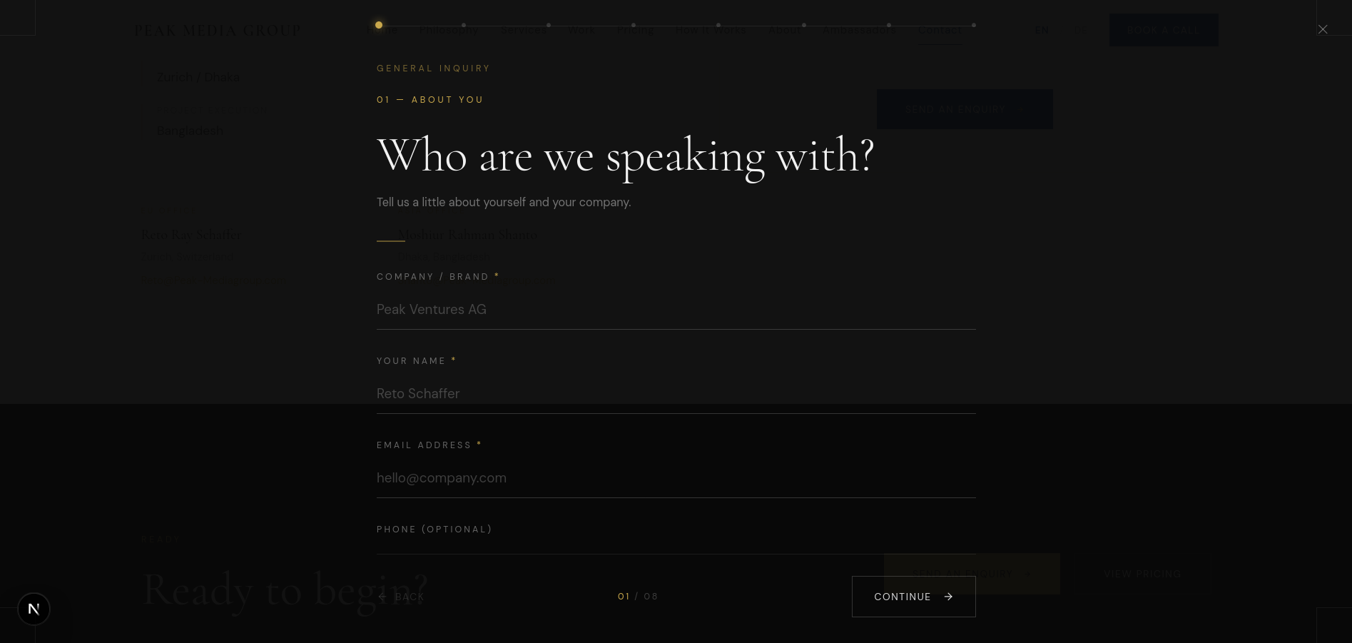 PeakMedia Group contact form