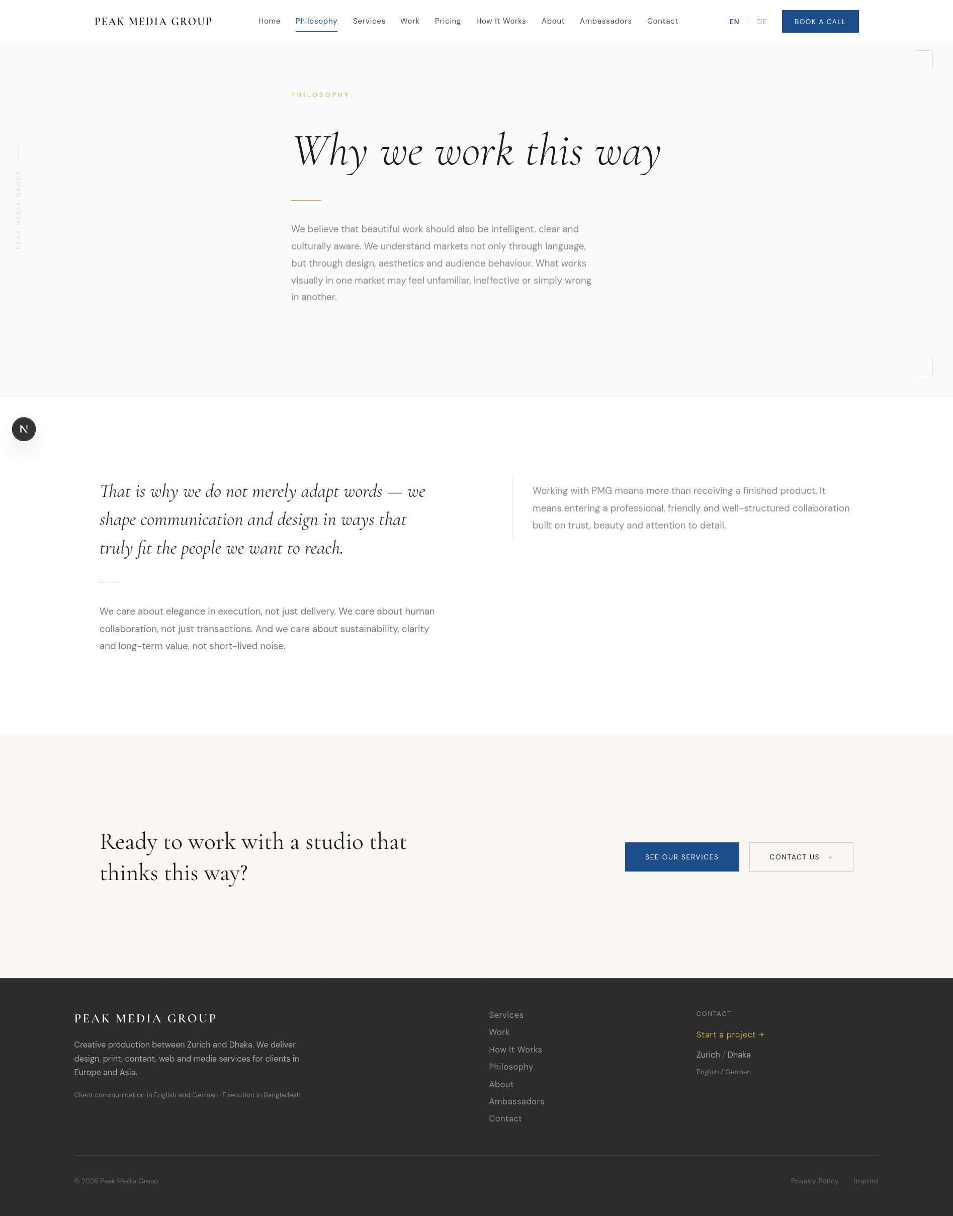PeakMedia Group philosophy page