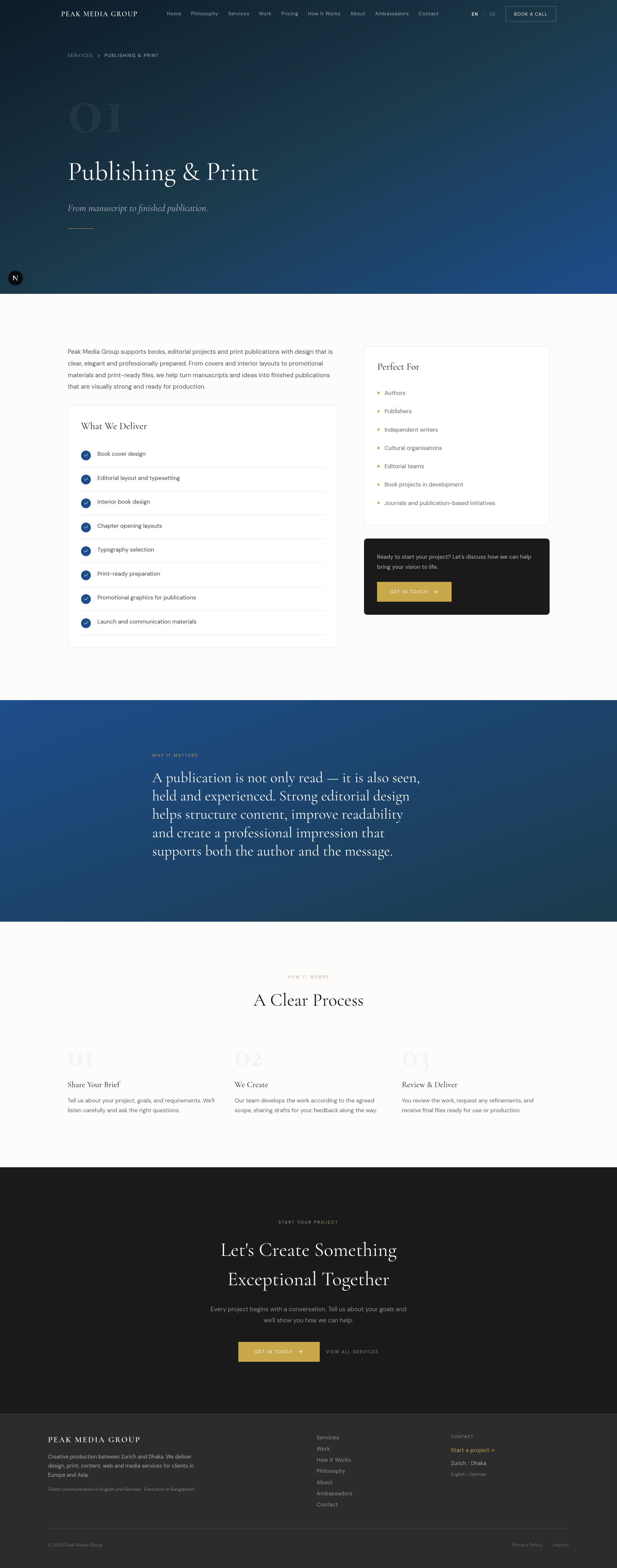 PeakMedia Group service details page