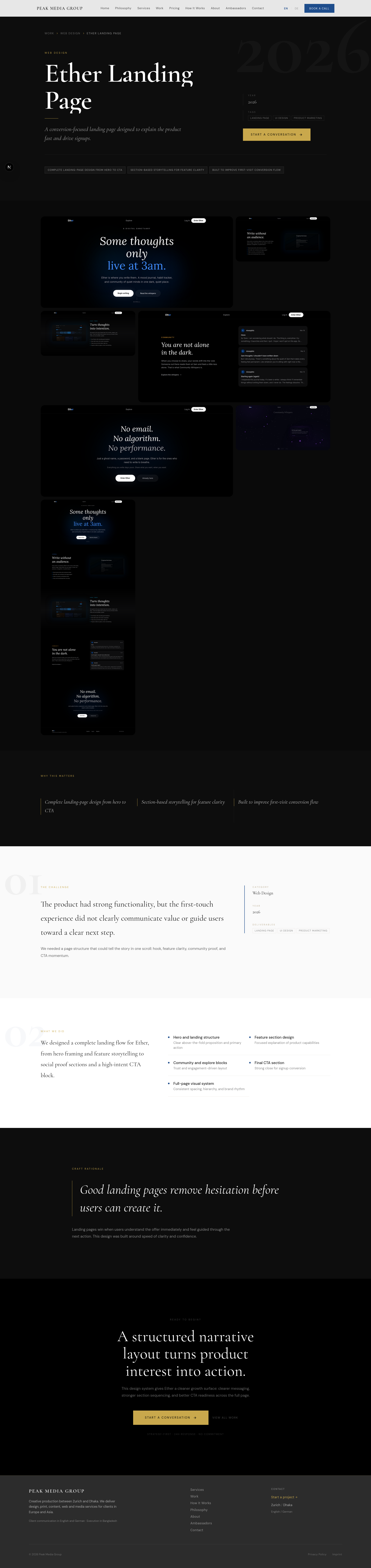 PeakMedia Group work details page