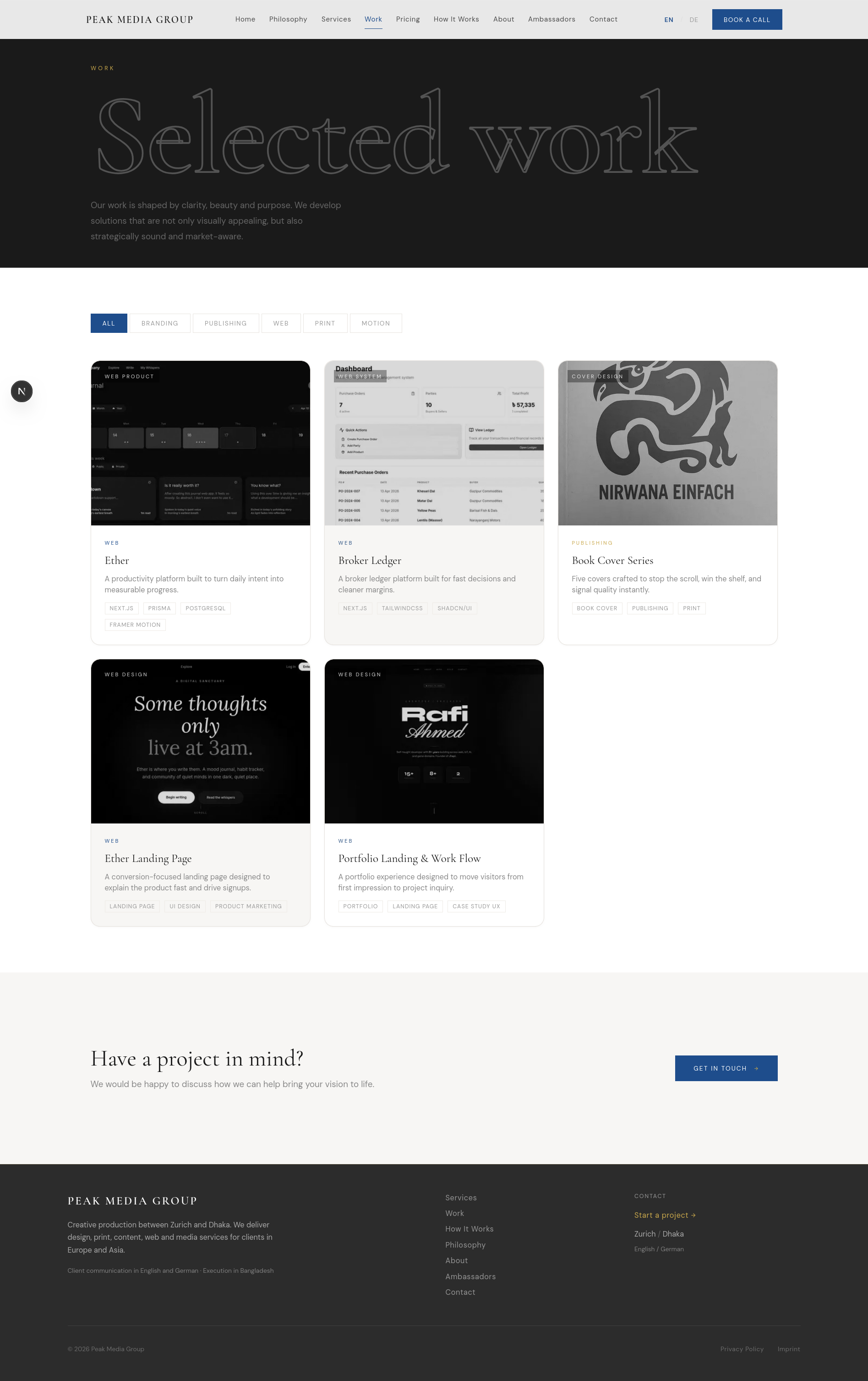PeakMedia Group work page